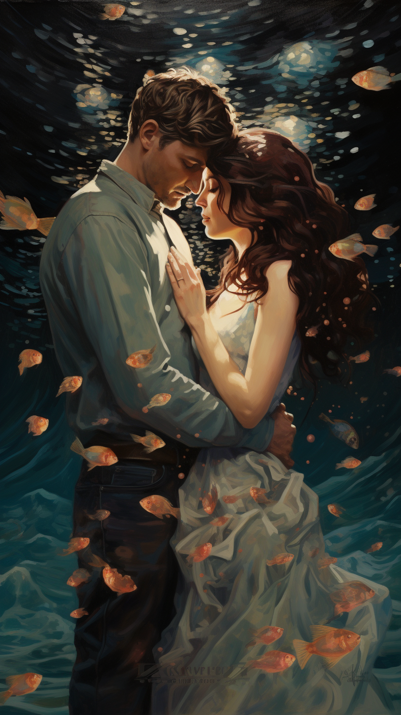 AI-gen artwork: Passionate kiss - man & woman. Feel love's flow in mesmerizing Taylor Swift-inspired painting.